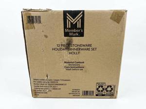 lot 64077 image: Members Mark 12-Piece Stoneware Holiday Dinnerware Set
