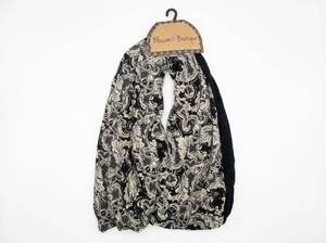 lot 64091 image: Blossom Boutique Black White Paisley Infinity Scarf
