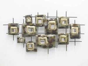 lot 64131 image: Three Hands Geometric Metal Wall Art 35W x 18.5H  Retail $79.62