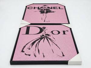 lot 64132 image: Fashion Home Decor Wall Art Prints Set Chanel Dior 16x20in