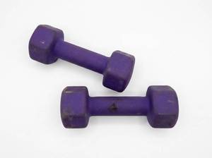 lot 64141 image: Pair of Purple Neoprene Dumbbells 5 lb