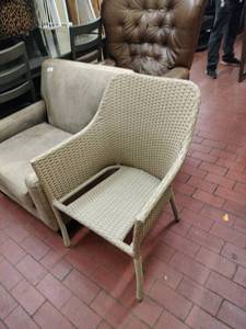 lot 25871 image: Woven Rattan Curved Dining Chair Beige