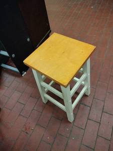 lot 25889 image: Wooden Top Bar Stool with White Base