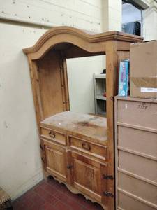 lot 25897 image: Vintage Wood Dresser Entertainment Media Center