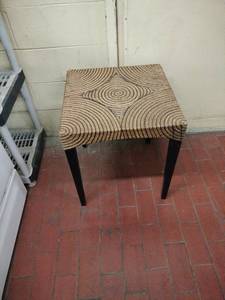 lot 25905 image: Woven Rope Side Table w Spiral & Wave Pattern