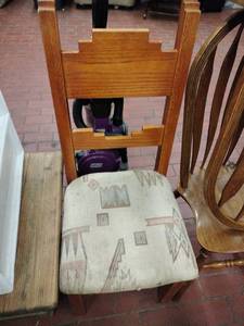 lot 25918 image: Wooden Dining Chair w Upholstered Seat