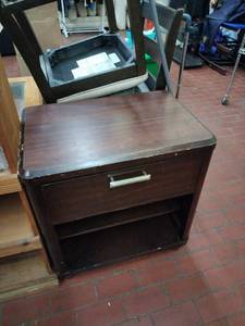 lot 25938 image: Dark Wood Nightstand w Single Drawer & Open Shelf