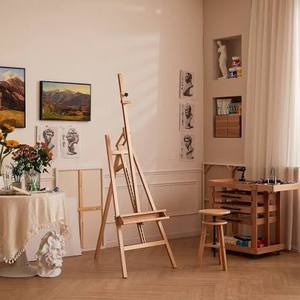 lot 25895 image: Wooden Artist Easel Stand with Adjustable Frame