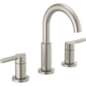 lot 21751 image: Delta Nicoli Brass Bathroom Faucet 35749LF-SS  Retail $112.92