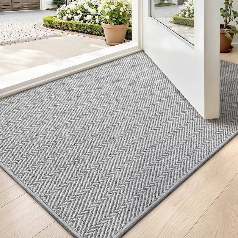 lot 461487 image: LUMI Ultra Thin Indoor Door Mat 24x36, Entrance Doormat, Light Gray