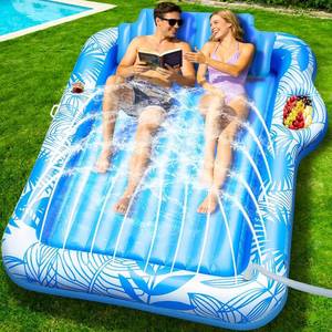 lot 152259 image: 83 X 60 Inflatable Tanning Pool Lounger Float with Sprinkler for Adults