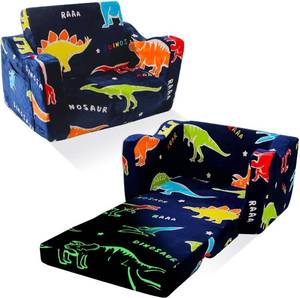 lot 152269 image: Toddler Couch, 2-in-1 Glow in the Dark Dinosaur Kids Couch