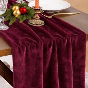 lot 152270 image: Burgundy Red Velvet Table Runner Cloth Fall Luxurious Wedding Party Decor