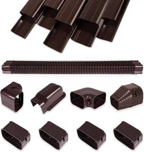 lot 152275 image: 3 10Ft PVC Line Set Cover Kit for Ductless Mini Split Air Conditioners, Decorative PVC Slim Line Cover for Central AC & Heat Pumps Systems Tubing Cover Brown
