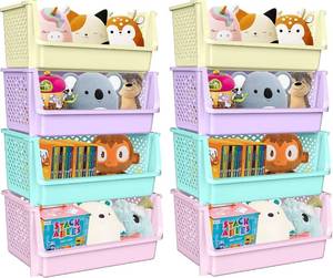 lot 152276 image: Retails for $109 Large Stackable Storage Bins Open Front for Pantry Storage, 8 Pack - Multi