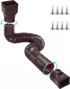 lot 152285 image: Ogutter Rain Gutter Downspout Extensions, Downspout Extender for Rainwater Drainage Flexible, Down Spout Drain Extension Pipe and Extendable from 21 to 66 Inches (Brown)