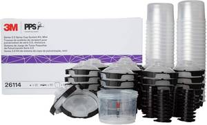 lot 152304 image: Retails for $113 3M PPS 2.0 Spray Gun Cup, Lids and Liners Kit, 26114, Mini, 6 Ounces, 200-Micron Filter, Use for Cars, Furniture, House and More, 1 Paint Cup, 50 Disposable Lids and Liners, 32 Sealing Plugs, White