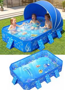 lot 251733 image: Foldable Kiddie Pool with Canopy Toddler Swimming Pool 534033IN