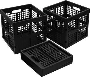 lot 251737 image: Square Milk Crate, 18 L Plastic Stackable Utility Crate, 5 Pack