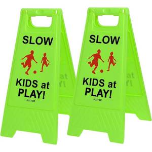 lot 251759 image: 20 Pack Juztec Slow Children at Play Safety Signs For Street, Kids At Play Sign For Street, Down Neighborhoods Crossing traffic outdoor signs (Green)