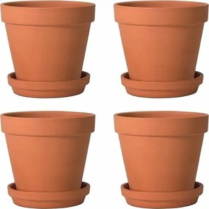 lot 251761 image: Retails for $120 5 Inch Terracotta & Clay Pots for Plant with Saucer - 24 Pack Medium Terra Cotta Planter with Drainage Hole Flowerpot for Indoor Outdoor Plants Crafts Wedding Favor