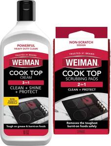 lot 351941 image: Weiman Heavy Duty Glass & Ceramic Cooktop Cleaner, 10 Oz & 3 Scrubbing Pads