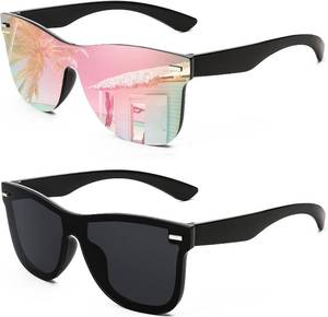 lot 351943 image: FEISEDY Womens Men Sunglasses Trendy Mirrored Reflective Sun Glasses B4114