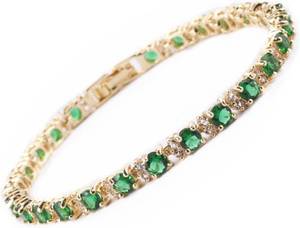 lot 351950 image: RIZILIA Eternity 14K Gold Plated Multicolor CZ Birthstone Tennis Bracelet