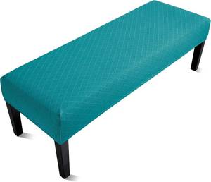 lot 351961 image: Fuloon Stretch Jacquard Dining Bench Cover - Anti-Dust Removable Bench Slipcover Washable Seat Cushion Protector for Bedroom, Kitchen, Hotel, Banquet (Peacock Blue)