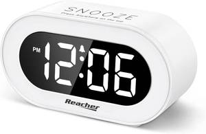 lot 351963 image: REACHER Small Dimmable LED Digital Alarm Clock with Snooze(White)