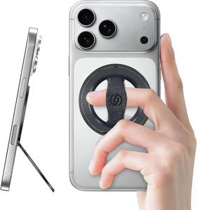 lot 351975 image: EWA MagOne 3rd Gen Compatible with MagSafe Phone Grip Stand with Finger Strap, Removable Magnetic Ring Holder Kickstand Loop for iPhone 17,16,15,14,13,12 Series (Black)