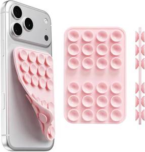 lot 351977 image: Upgraded Double Sided Silicone Suction Cup Phone Case Mount, Light Pink