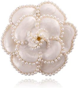 lot 351983 image: Pearl Camellia Flower Brooch Pin for Women Girls Wedding Bouquet Party Lapel Jackets Hat Scarfts Corsage Dress Brooches Pins Exquisite Brides Mother Jewelry Gifts