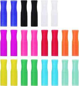 lot 351986 image: 22 Pcs Reusable Straws Tips, Silicone Straw Tips, Multi-color Food Grade Straw Tip Covers Only Fit for 14 Inch Wide (6 MM Out diameter) Stainless Steel Straws by Accmor