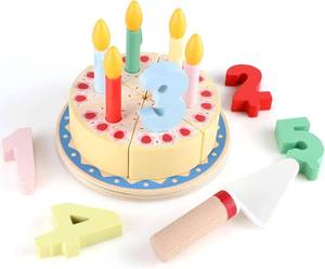 lot 161628 image: Wooden Cutting Birthday Cake Toy Birthday Cake Toy with Candles and Numbers