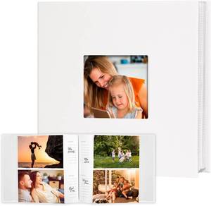 lot 161635 image: 4x6 Photo Album Holds 240 Photos Writing Space, PU Leather, White
