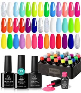 lot 161637 image: Beetles Neon Gel Nail Polish Set, 23 PCS 20 Color Rainbow Gel Polish Kit