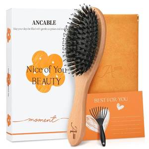 lot 161650 image: Boar Bristle Hair Brush Gift Set for Women & Men, 100% Natural Bristle