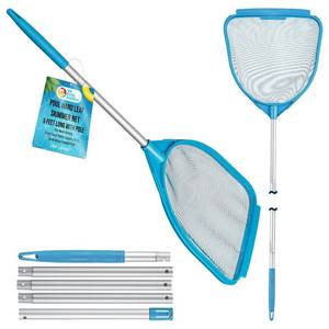 lot 161651 image: U.S. Pool Supply Pool Hand Leaf Skimmer Net, 5 Feet Long with Pole - Fine Mesh Netting, Handheld Pool Cleaning Net, Remove Leaves Debris - Spa, Hot Tub, Ponds, Above Ground Maintenance Accessory