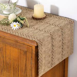 lot 161654 image: Boho Table Runner Fall Farmhouse Burlap Dining Dresser Scarf Home Decor