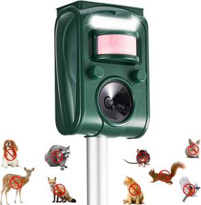 lot 161661 image: Adjustable-Mode Solar Ultrasonic Animal Repellent, Squirrel Deer Cat Raccoon Repellent Device, Outdoor Waterproof Motion Detection Animal Deterrent, Rabbit Dog Deterrent for Yard, 1P Dark Green