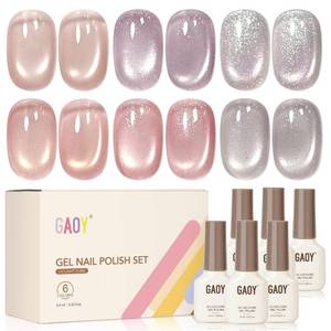 lot 161680 image: GAOY Cat Eye Gel Nail Polish Set 6 Colors, Silk Blossom