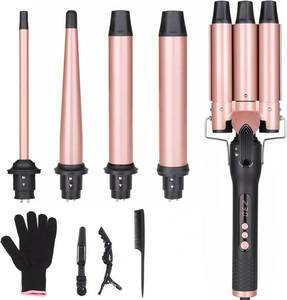 lot 161683 image: UNOBEY 5 in 1 Curling Wand Set, Three Barrel Curling Iron Set