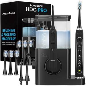 lot 161687 image: AquaSonic Home Dental Center PRO   Brushing & Flossing Made Easy   Brush & Floss   Power Toothbrush & Water Flosser   Whiter Teeth & Healthier Gums   Black Series ProOral Irrigator