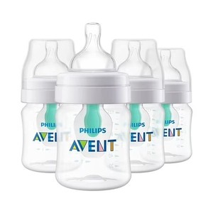 lot 161692 image: Philips AVENT Anti-Colic Baby Bottles with AirFree Vent, 4oz, 4pk, Clear, SCY70104