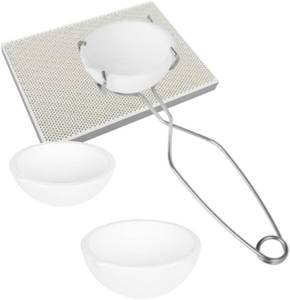 lot 161694 image: YIEPET 5 Pieces Small Melting Ceramic Crucible Bowl Dish Cup Set Include Honeycomb Soldering Board Quartz Plate Melting Gold Silver Copper with Whip Tongs Handle 2A