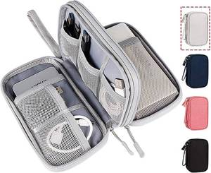 lot 261669 image: CAOODKDK Electronic Organizer Bag, Waterproof Portable Electronic Organizer Travel Accessories Cable Bag Universal Cord Storage Case for CableCord Storage Double Layer - Gray, Large