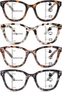 lot 261670 image: COJWIS Multifocus Progressive Reading Glasses for Women - 4 Pack Blue Light Blocking ComputerBook Readers With Spring Hinge