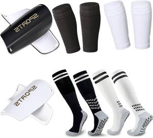 lot 261684 image: Soccer Shin Guards & Sleeves for Kids with Grip Socks, Protection Pads for Boys & Girls Football Games Gears