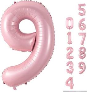 lot 261685 image: 40 Pink Number 9 Balloon, Self Inflating Foil Light Pink Number Balloons Set 0-9, Pastel Pink Digital 9 Helium Balloon for Girls 9th Birthday Party Decorations Anniversary Supplies